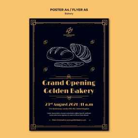 面包店手绘黑板风海报模板